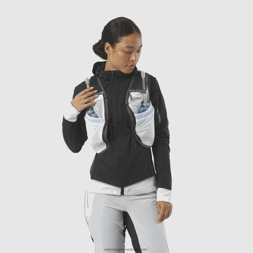 γυναικείο γιλέκο τρεξίματος με περιλαμβανόμενες φιάλες - ενεργό δέρμα 8 Salomon λευκό/έβενο DXFPHB982