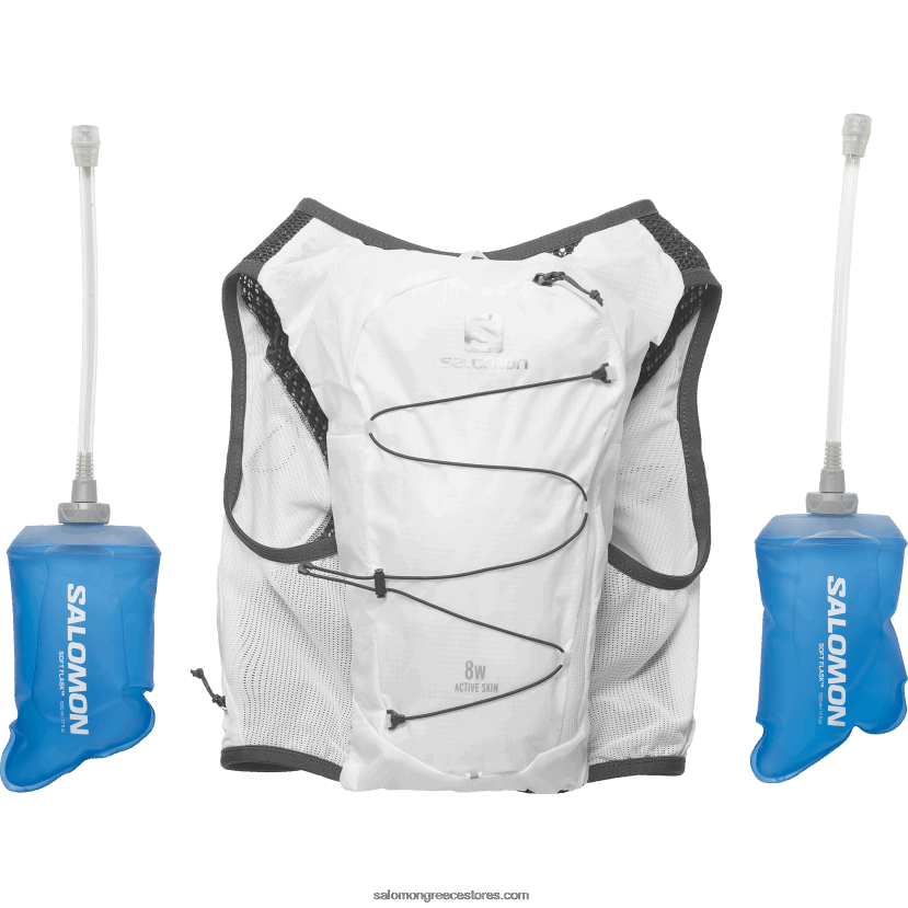 γυναικείο γιλέκο τρεξίματος με περιλαμβανόμενες φιάλες - ενεργό δέρμα 8 Salomon λευκό/έβενο DXFPHB982