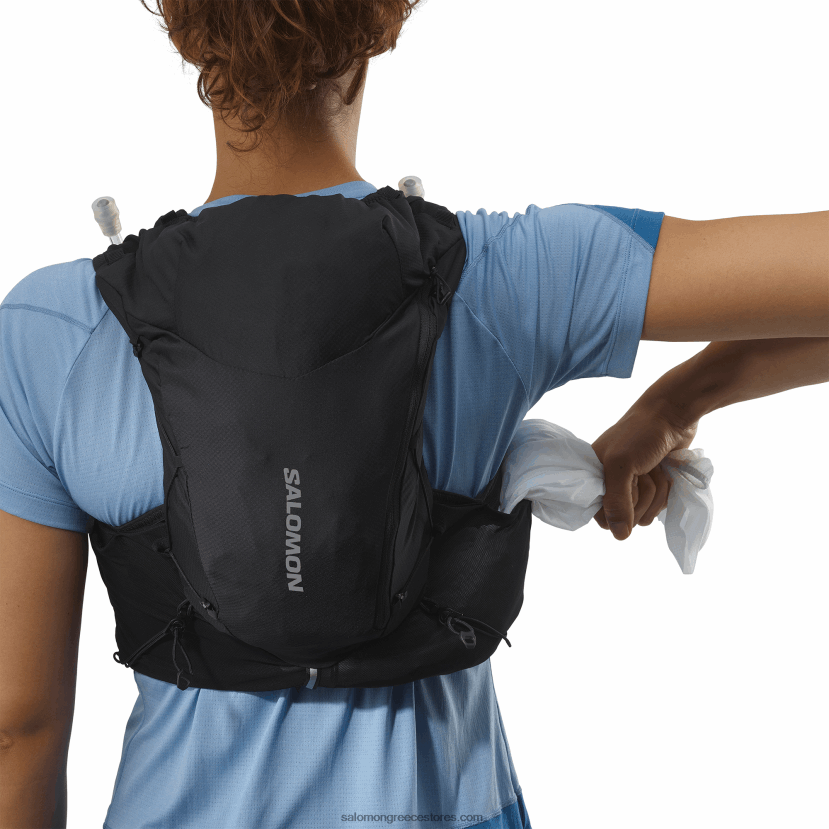 γυναικείο γιλέκο τρεξίματος με φλάκες που περιλαμβάνονται - adv skin 12 Salomon μαύρο/έβενο DXFPHB967