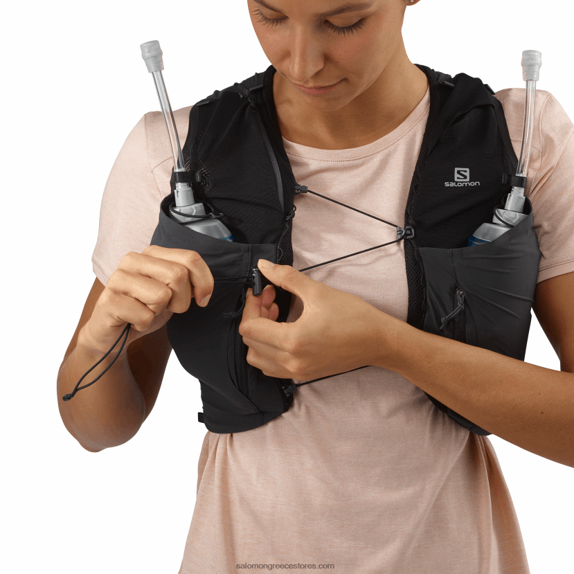 γυναικείο γιλέκο τρεξίματος με φλασάκια που περιλαμβάνονται - sense pro 10 Salomon μαύρο/έβενο DXFPHB979