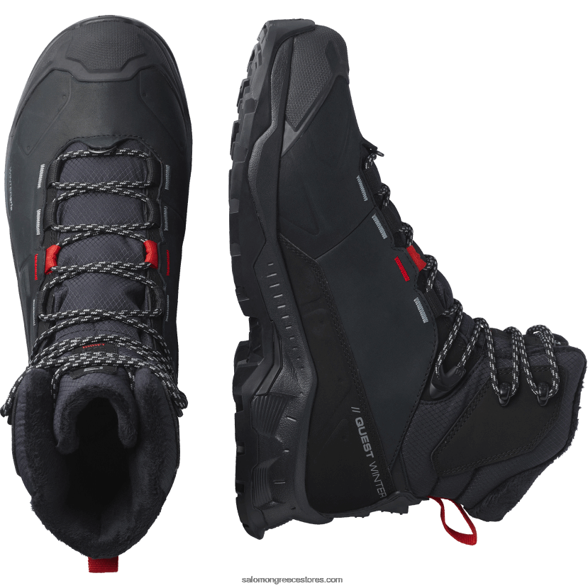 γυναικείες χειμερινές μπότες - quest χειμώνα thinsulate clima αδιάβροχο Salomon μαύρο/γκότζι μπέρι/μνημείο DXFPHB785