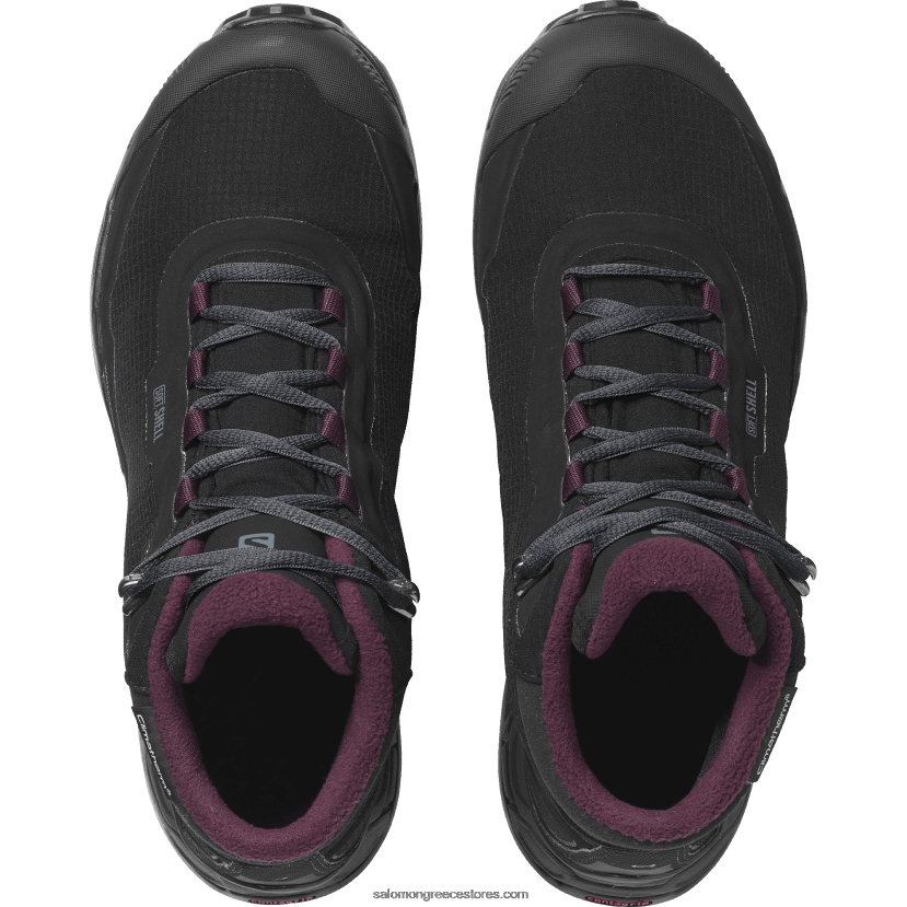 γυναικείες χειμερινές μπότες - shelter clima αδιάβροχο Salomon γευσιγνωσία μαύρου/εβένου/οίνου DXFPHB782