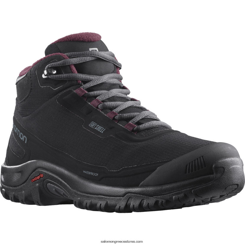 γυναικείες χειμερινές μπότες - shelter clima αδιάβροχο Salomon γευσιγνωσία μαύρου/εβένου/οίνου DXFPHB782