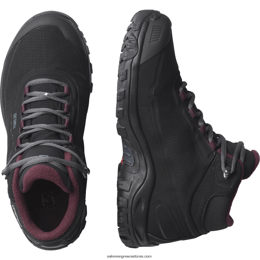 γυναικείες χειμερινές μπότες - shelter clima αδιάβροχο Salomon γευσιγνωσία μαύρου/εβένου/οίνου DXFPHB782
