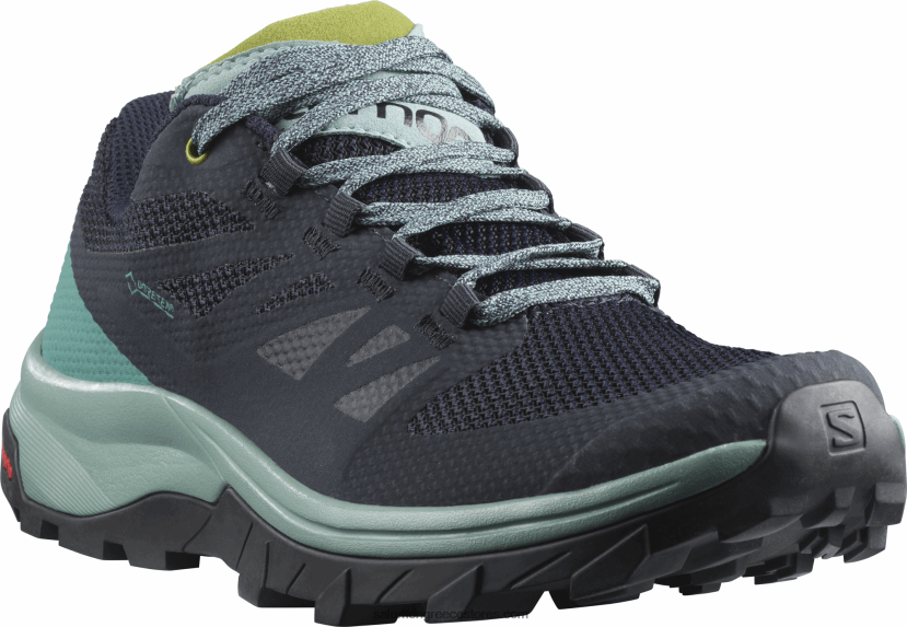 γυναικεία παπούτσια πεζοπορίας - περίγραμμα gore-tex Salomon καφασωτό/navy blazer/guacamole DXFPHB1147