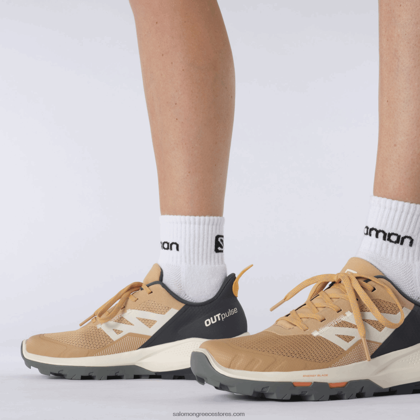 γυναικεία παπούτσια πεζοπορίας - outpulse Salomon τριγωνόφυλλο/εβένι/πορτοκάλι φλογερό DXFPHB1281