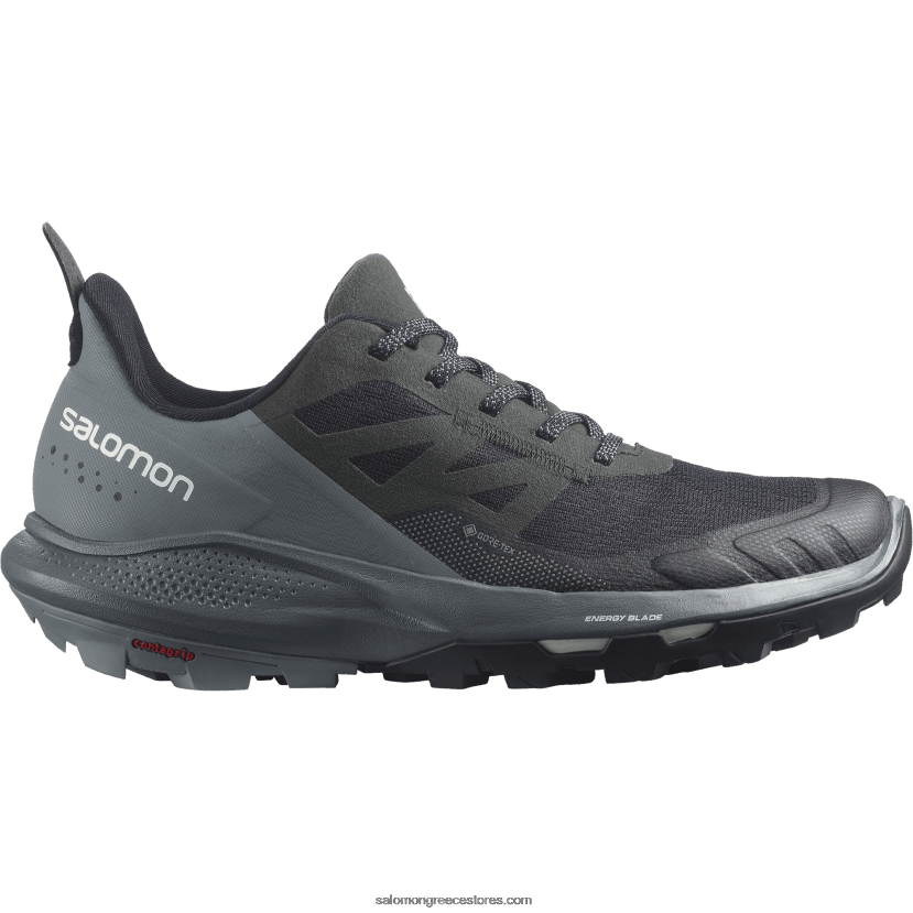 γυναικεία παπούτσια πεζοπορίας - outpulse gore-tex Salomon μαύρος/θυελλώδης καιρός/πάγος βανίλιας DXFPHB1123