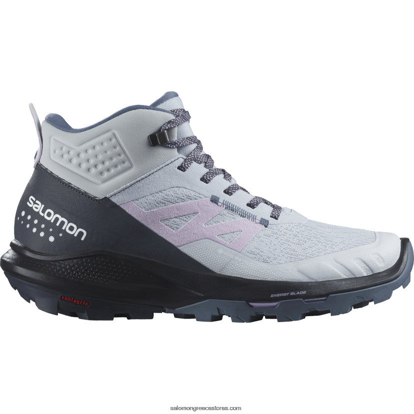 γυναικείες μπότες πεζοπορίας - outpulse mid gore-tex Salomon αρκτικός πάγος/μελάνη Ινδίας/άνθιση ορχιδέας DXFPHB1114