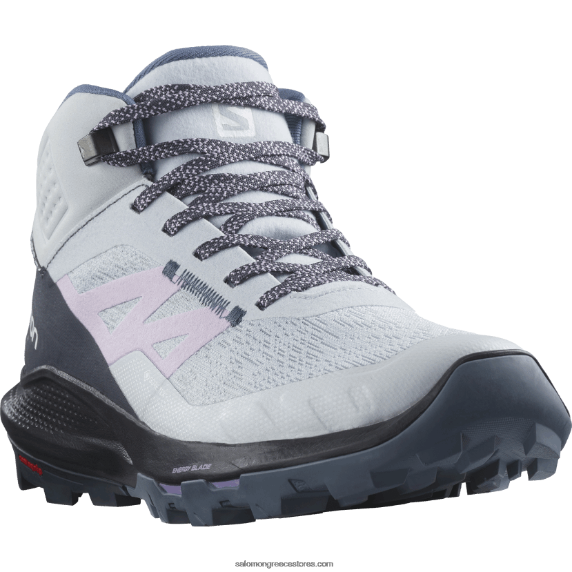 γυναικείες μπότες πεζοπορίας - outpulse mid gore-tex Salomon αρκτικός πάγος/μελάνη Ινδίας/άνθιση ορχιδέας DXFPHB1114