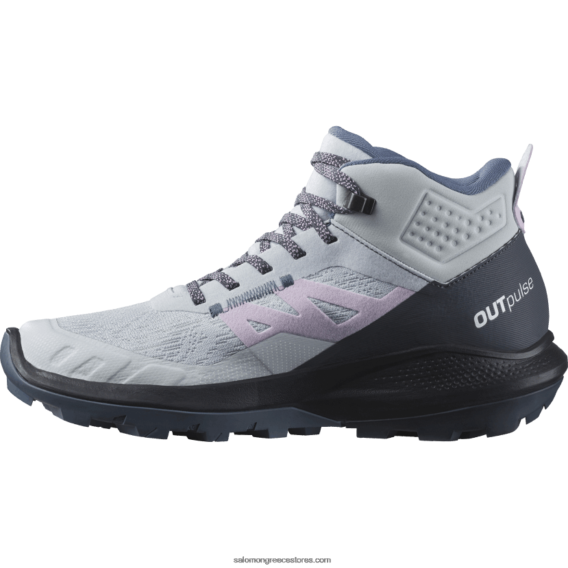 γυναικείες μπότες πεζοπορίας - outpulse mid gore-tex Salomon αρκτικός πάγος/μελάνη Ινδίας/άνθιση ορχιδέας DXFPHB1114
