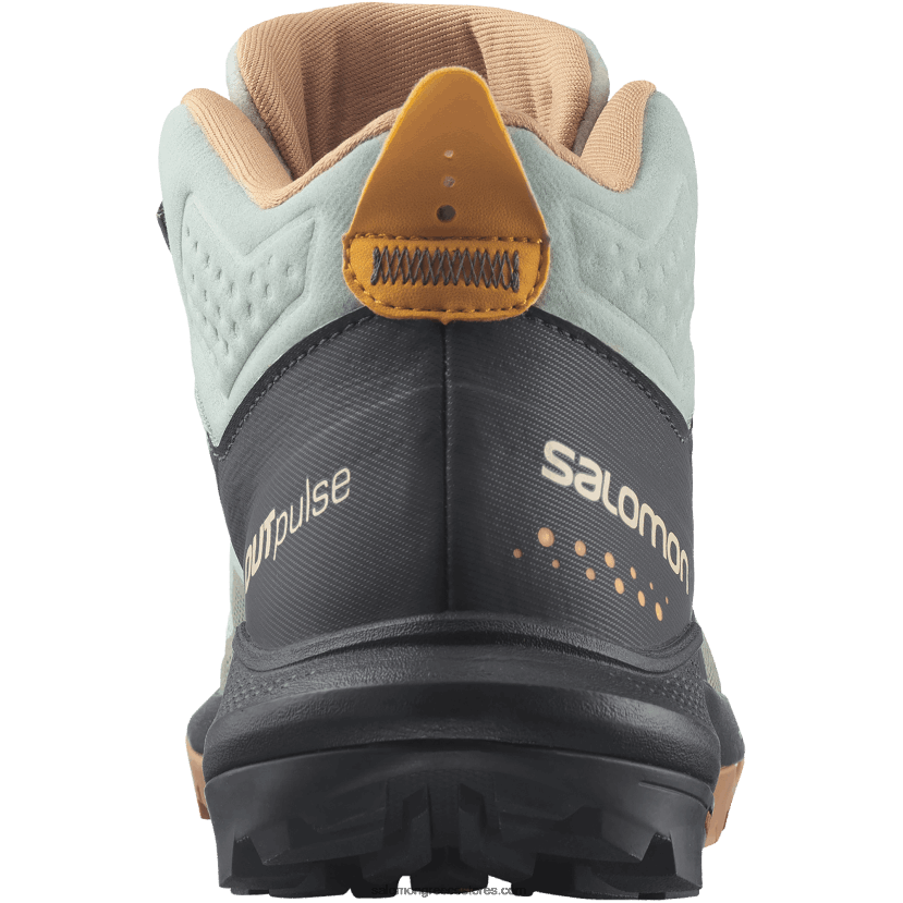 γυναικείες μπότες πεζοπορίας - outpulse mid gore-tex Salomon σφυρήλατο σίδερο / έβενο / λαμπερό πορτοκάλι DXFPHB1115