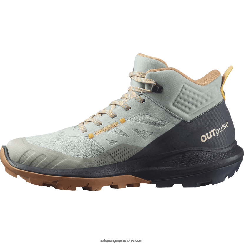 γυναικείες μπότες πεζοπορίας - outpulse mid gore-tex Salomon σφυρήλατο σίδερο / έβενο / λαμπερό πορτοκάλι DXFPHB1115