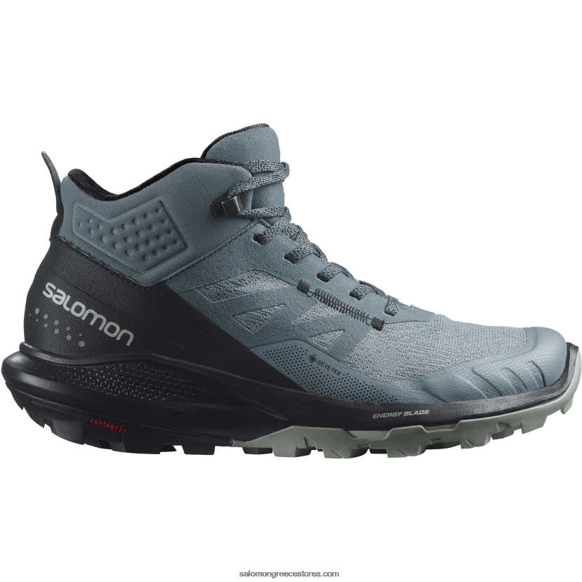 γυναικείες μπότες πεζοπορίας - outpulse mid gore-tex Salomon θυελλώδης καιρός/μαύρος/σφυρήλατο σίδερο DXFPHB1116