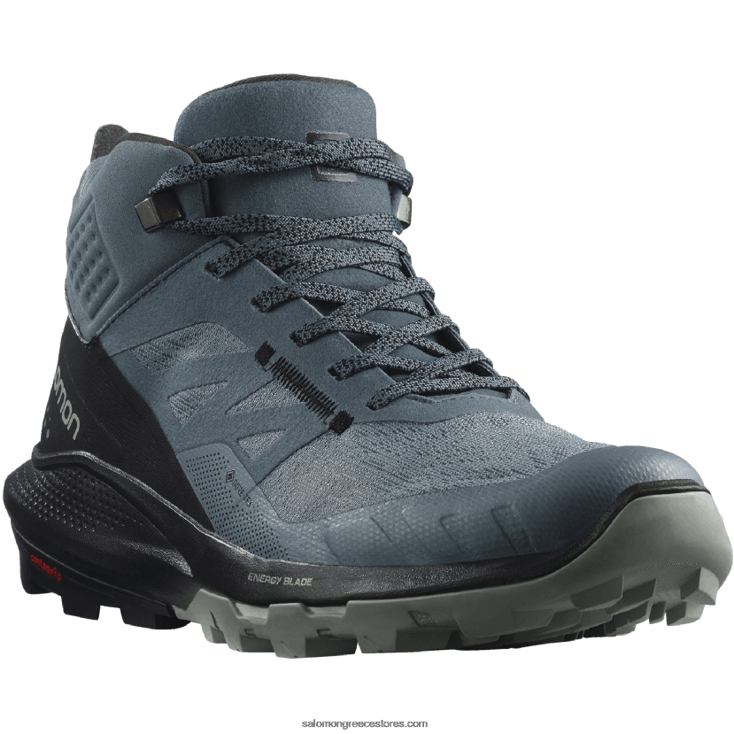 γυναικείες μπότες πεζοπορίας - outpulse mid gore-tex Salomon θυελλώδης καιρός/μαύρος/σφυρήλατο σίδερο DXFPHB1116