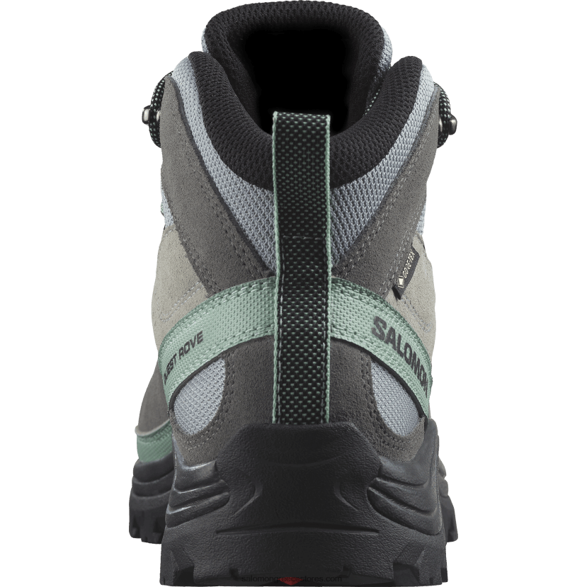 γυναικείες δερμάτινες μπότες πεζοπορίας - quest rove gore-tex Salomon λατομείο/ήσυχη απόχρωση/μαύρο DXFPHB1143