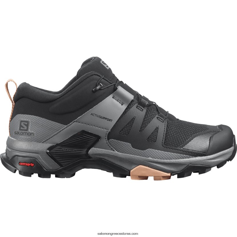 γυναικεία παπούτσια πεζοπορίας - x ultra 4 Salomon μαύρο/ήσυχη απόχρωση/σιρόκο DXFPHB1119