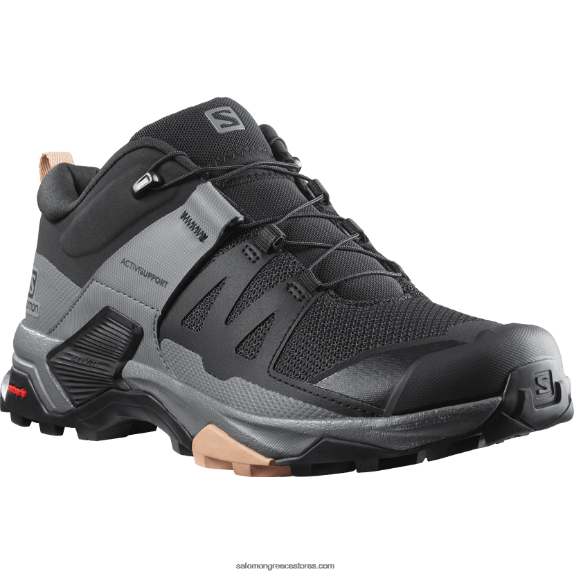 γυναικεία παπούτσια πεζοπορίας - x ultra 4 Salomon μαύρο/ήσυχη απόχρωση/σιρόκο DXFPHB1119