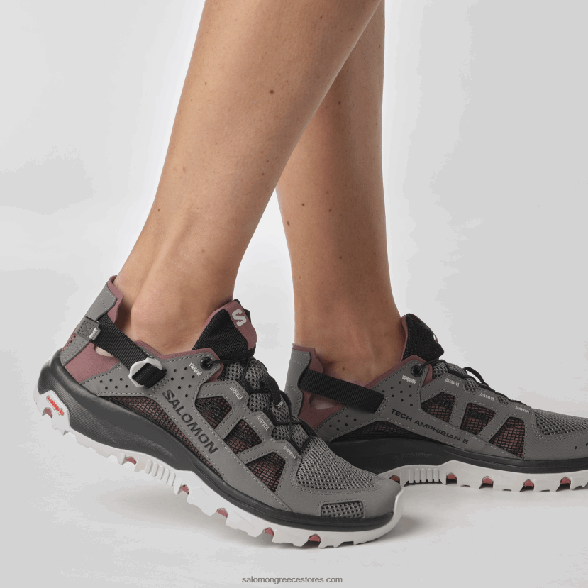 γυναικεία παπούτσια νερού - techamphibian 5 Salomon κασσίτερος/μαύρο/άγριο τζίντζερ DXFPHB788