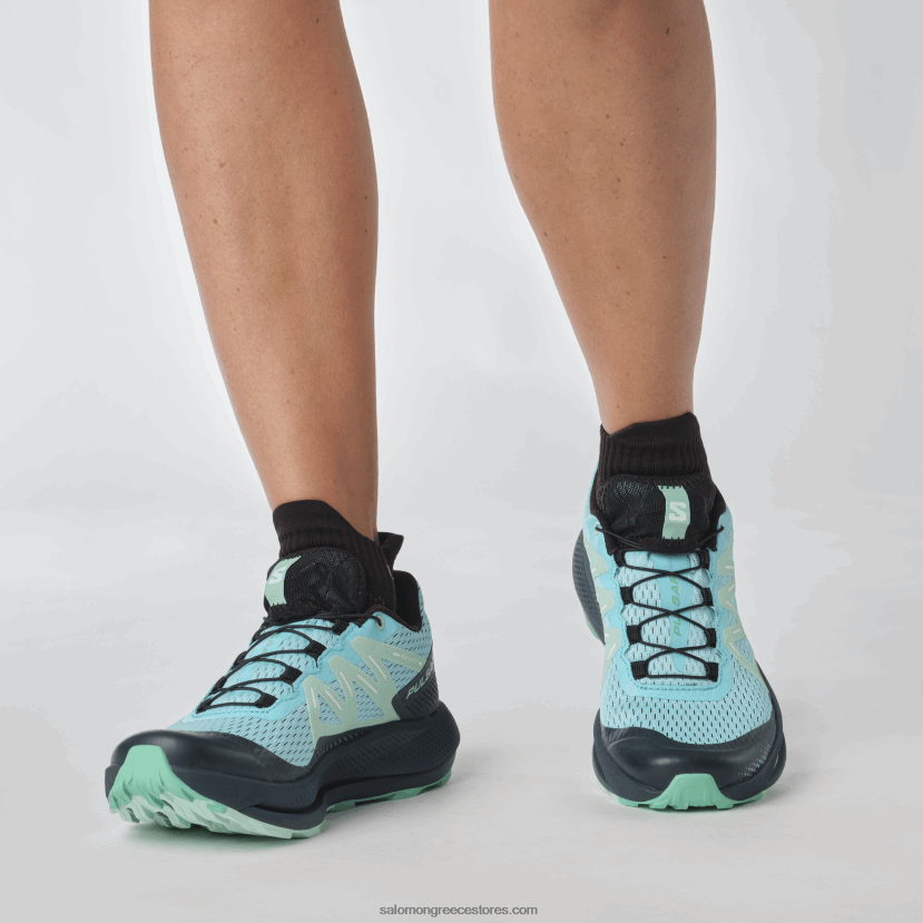 γυναικεία παπούτσια τρεξίματος - pulsar trail Salomon μπλε ακτινοβολία/άνθρακας/γιούκα DXFPHB1513