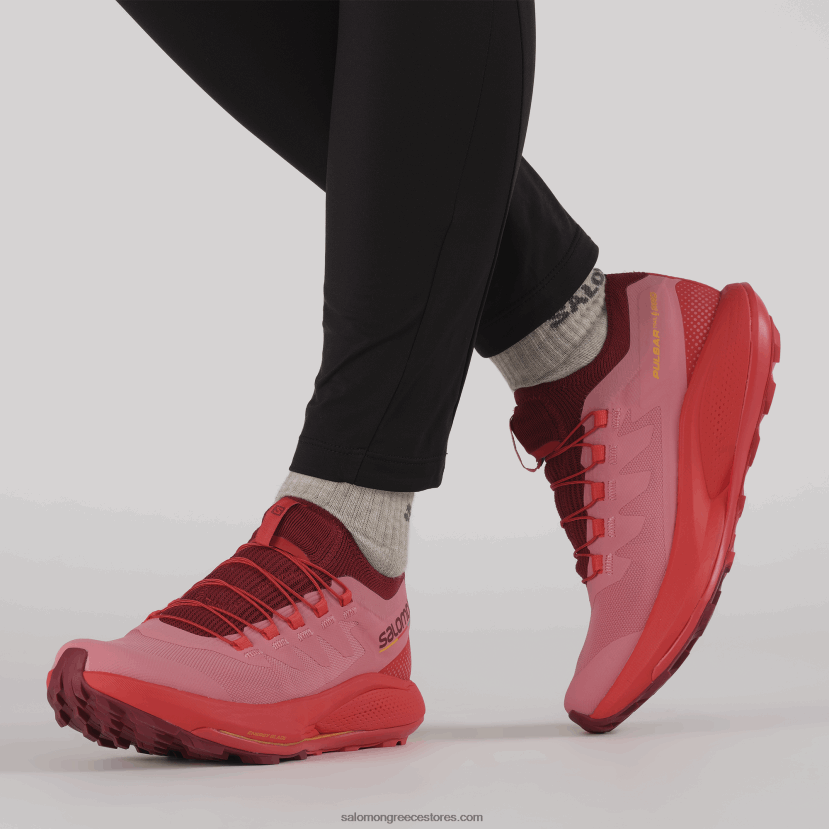 γυναικεία παπούτσια τρεξίματος - pulsar trail pro Salomon τριαντάφυλλο τσαγιού/κόκκινο ποδηλασίας/φωτιστικό πορτοκαλί DXFPHB1533