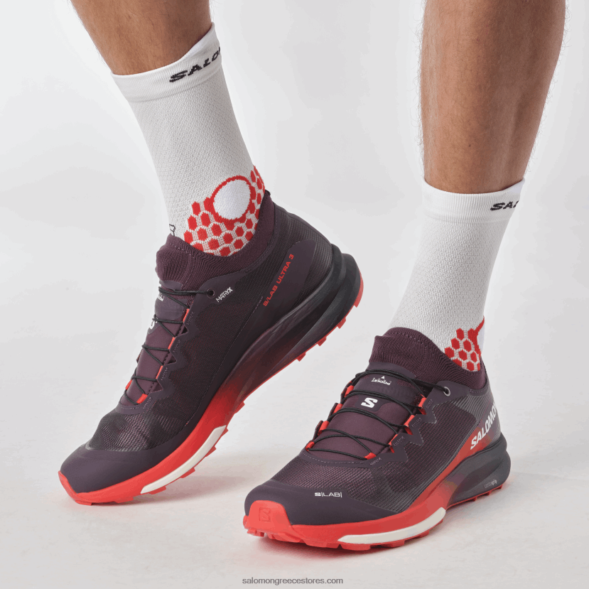 γυναικεία παπούτσια τρεξίματος - s/lab ultra 3 Salomon δαμάσκηνο τέλειο/φλογερό κόκκινο/λευκό DXFPHB1508