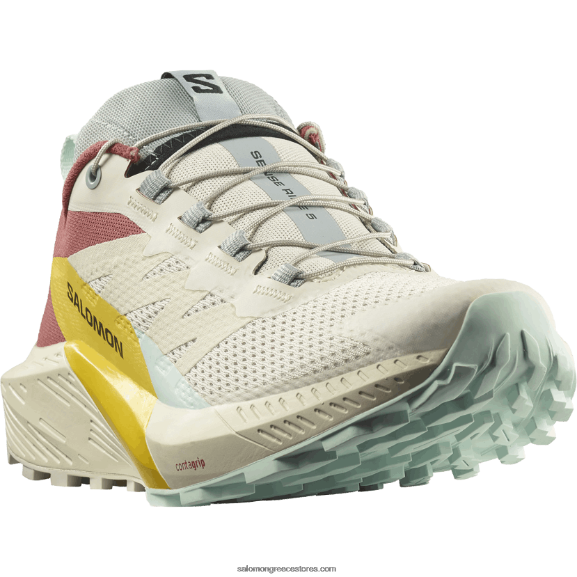 γυναικεία παπούτσια τρεξίματος - sense ride 5 Salomon βροχερή μέρα/καυτερή σάλτσα/φρέζια DXFPHB1497