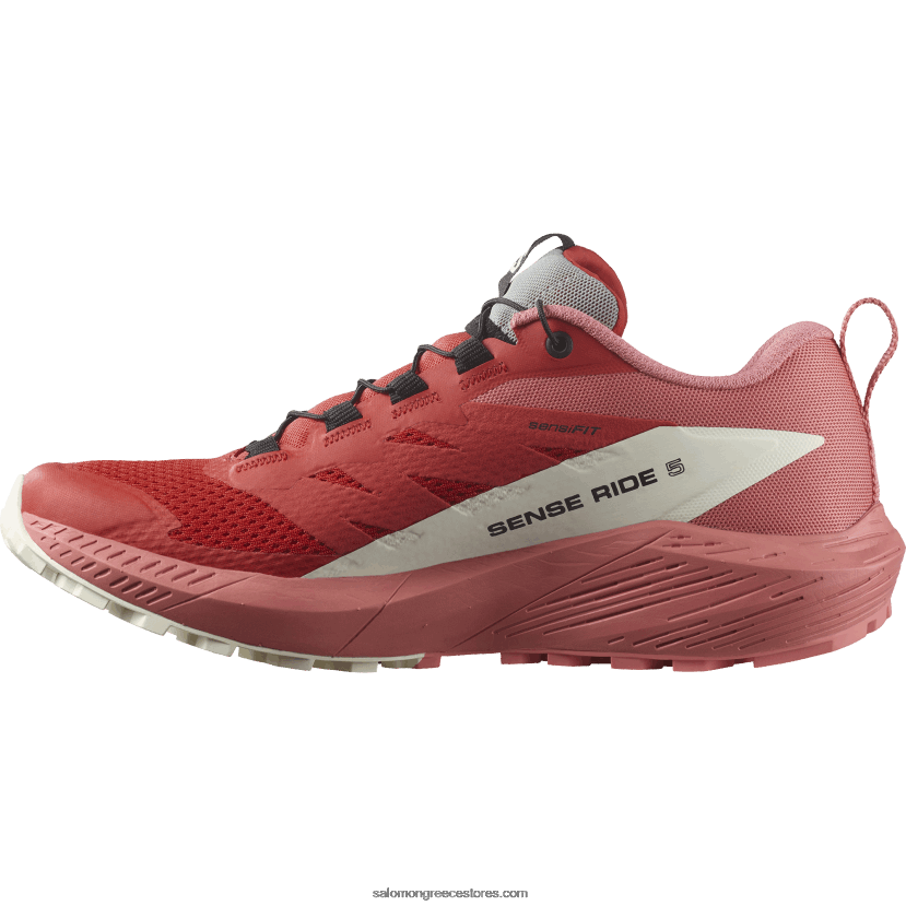 γυναικεία παπούτσια τρεξίματος - sense ride 5 Salomon τσαγιού τριαντάφυλλο/φλογερό κόκκινο/πάγος βανίλιας DXFPHB1498