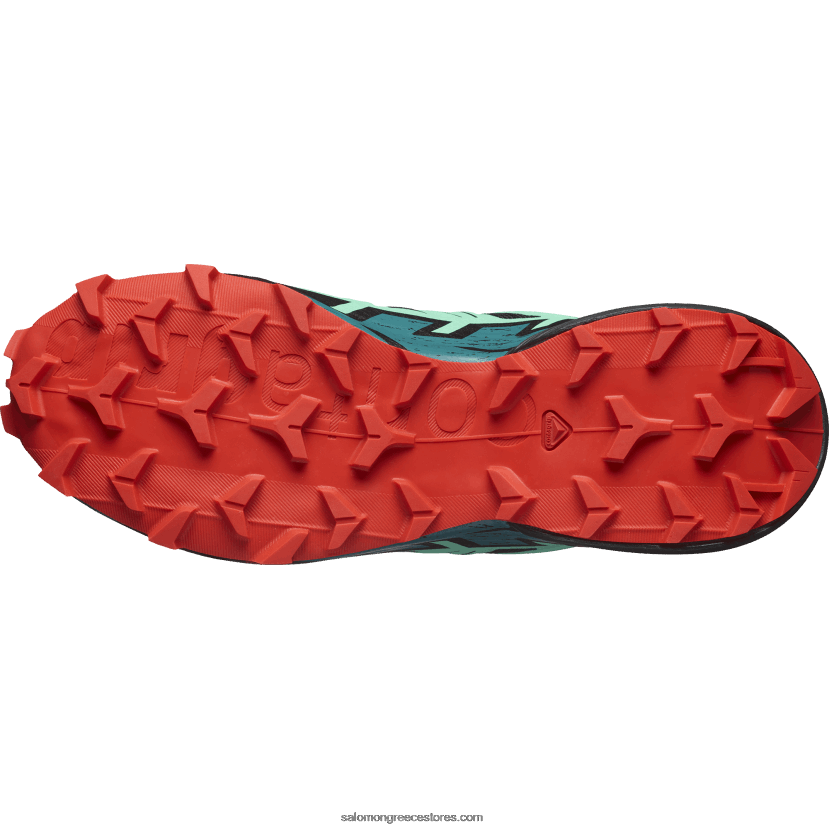γυναικεία παπούτσια τρεξίματος - speedcross 6 Salomon μαύρο/βισκαϊκό πράσινο/φλογερό κόκκινο DXFPHB1503