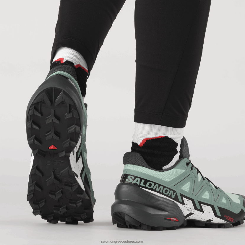 γυναικεία παπούτσια τρεξίματος - speedcross 6 Salomon γιούκα / έβενο / λευκό DXFPHB1505