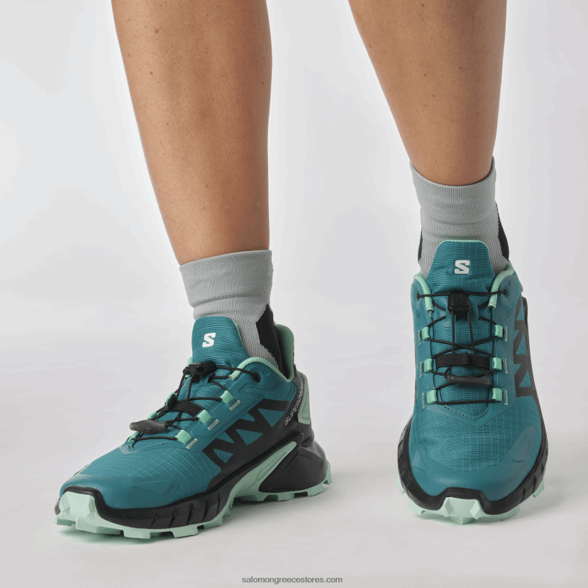 γυναικεία παπούτσια τρεξίματος - supercross 4 Salomon λιμάνι μπλε/μαύρο/γιούκα DXFPHB1544