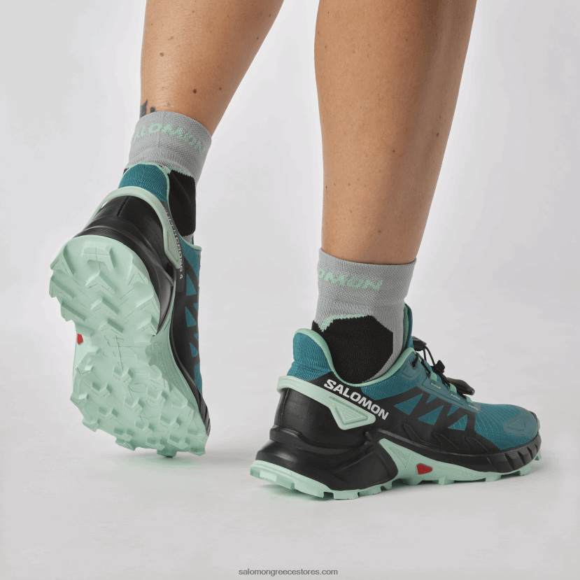 γυναικεία παπούτσια τρεξίματος - supercross 4 Salomon λιμάνι μπλε/μαύρο/γιούκα DXFPHB1544