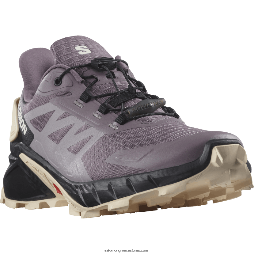 γυναικεία παπούτσια τρεξίματος - supercross 4 Salomon σεληνιακό τοπίο/μαύρο/τρυφερό ροδακινί DXFPHB1545