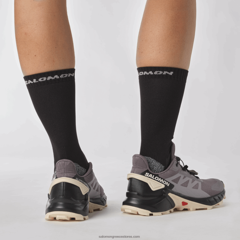 γυναικεία παπούτσια τρεξίματος - supercross 4 Salomon σεληνιακό τοπίο/μαύρο/τρυφερό ροδακινί DXFPHB1545