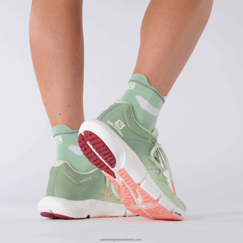 γυναικεία παπούτσια για τρέξιμο - προβλέψτε 2 Salomon σπρέι/πράσινη γρανίτη/ανθισμένη ντάλια DXFPHB755