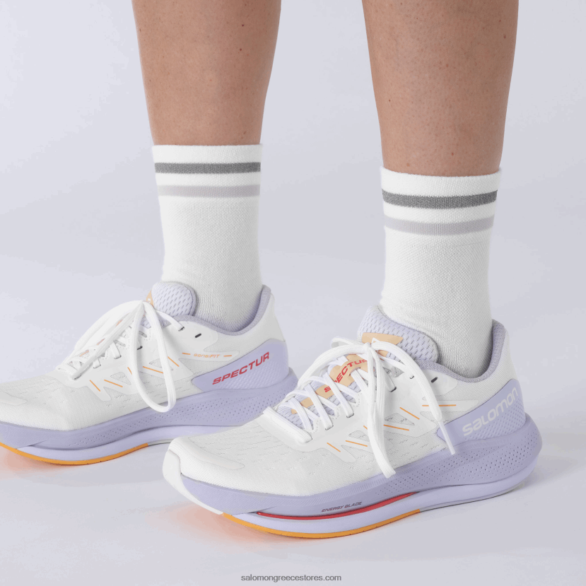 γυναικεία παπούτσια για τρέξιμο - spectur Salomon λευκό/μωβ ρείκι/φλογερό πορτοκαλί DXFPHB747