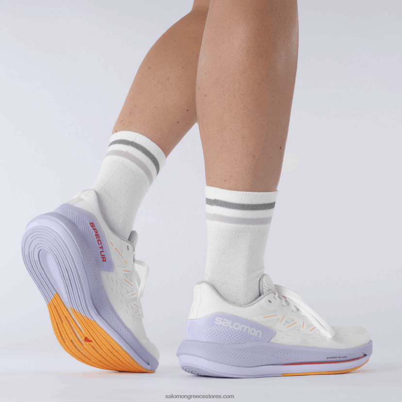 γυναικεία παπούτσια για τρέξιμο - spectur Salomon λευκό/μωβ ρείκι/φλογερό πορτοκαλί DXFPHB747