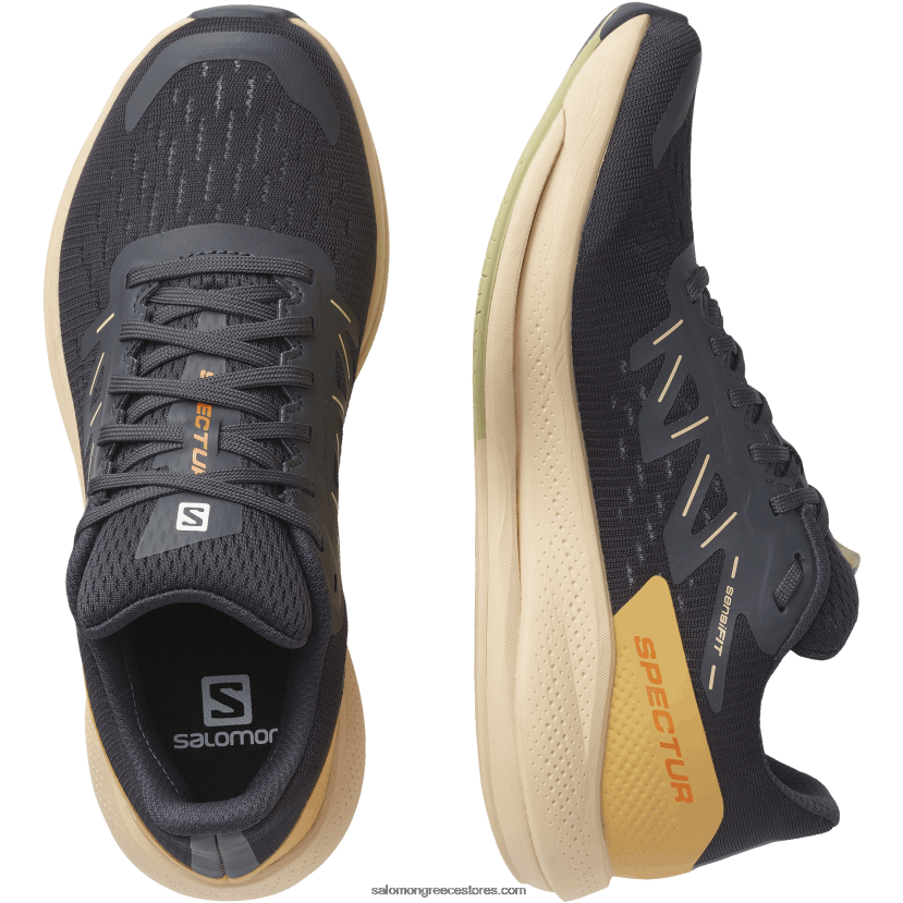γυναικεία παπούτσια για τρέξιμο - spectur Salomon έβενος/κρέμα αμυγδάλου/πράσινο πράσο DXFPHB749