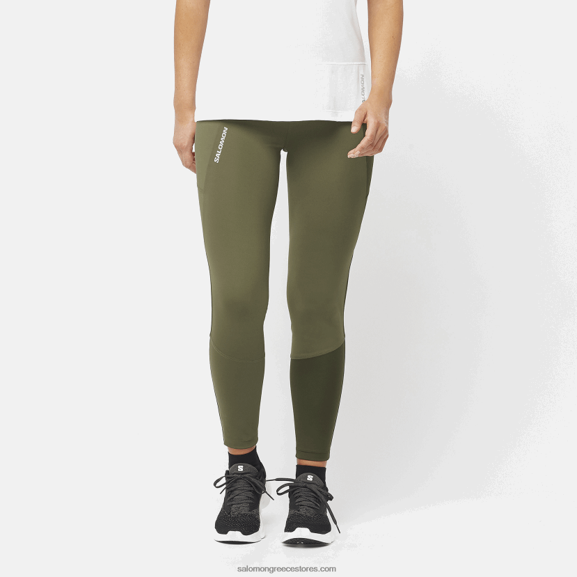 γυναικείο καλσόν 5/6 - cross run 25 Salomon βραδιά με φύλλα σταφυλιού/δάσος DXFPHB1158