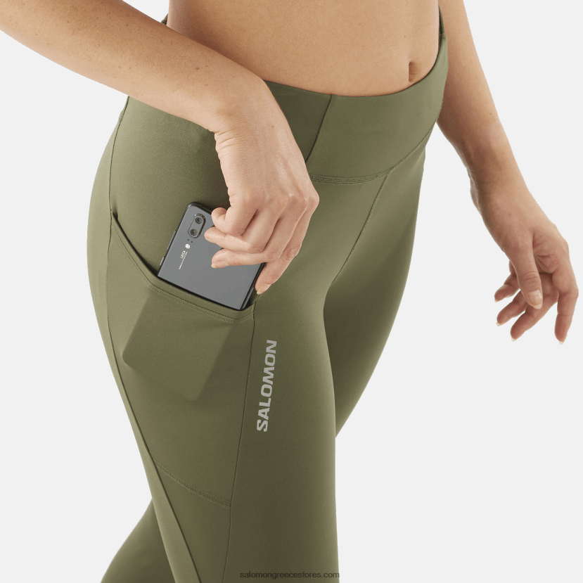 γυναικείο καλσόν 5/6 - cross run 25 Salomon βραδιά με φύλλα σταφυλιού/δάσος DXFPHB1158