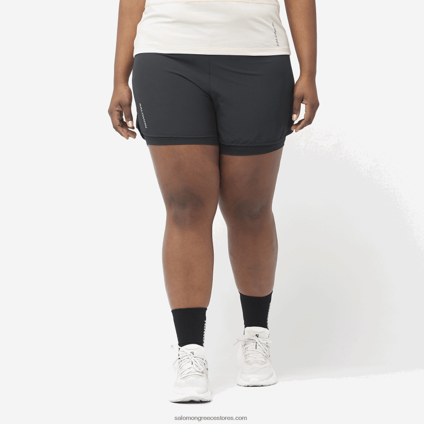 γυναικείο σορτς - σταυρός 2σε1 Salomon βαθύ μαύρο DXFPHB955
