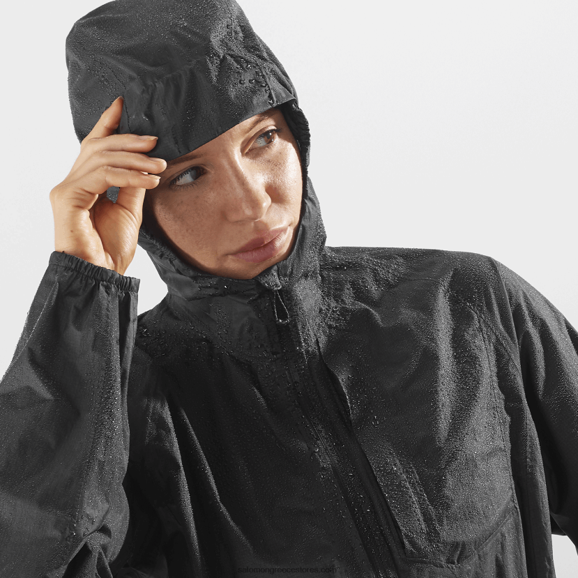 γυναικείο μπουφάν με κέλυφος - μπονάτι αδιάβροχο Salomon βαθύ μαύρο DXFPHB838