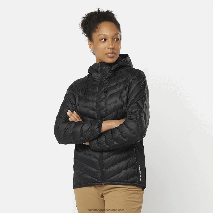 γυναικείο μονωμένο μπουφάν hoodie - περίγραμμα primaloft Salomon βαθύ μαύρο DXFPHB835