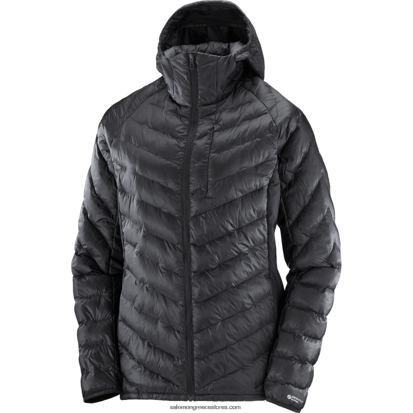 γυναικείο μονωμένο μπουφάν hoodie - περίγραμμα primaloft Salomon βαθύ μαύρο DXFPHB835