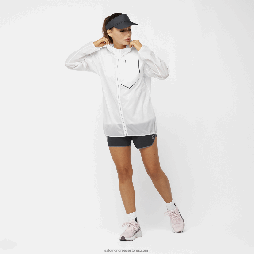 γυναικείο wind jacket - bonatti aero wind Salomon λευκό/βαθύ μαύρο DXFPHB849