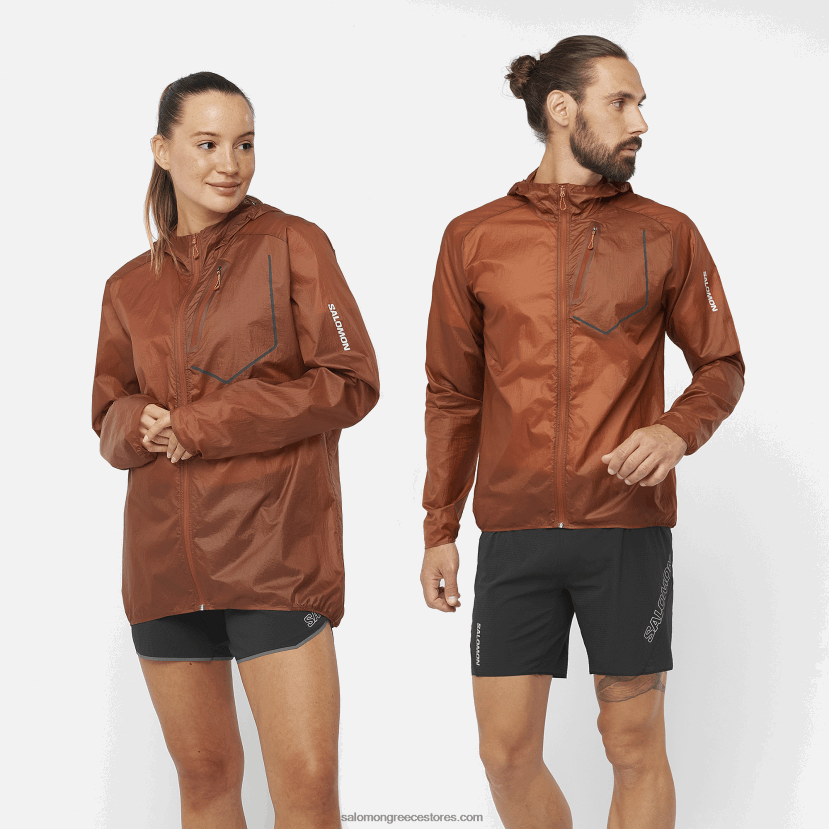 γυναικείο wind jacket - bonatti aero wind Salomon καμμένη χέννα/κόκκινη ίβις DXFPHB850