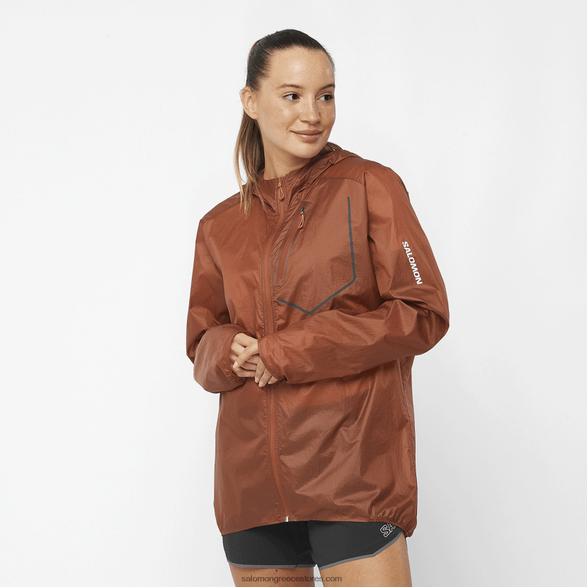 γυναικείο wind jacket - bonatti aero wind Salomon καμμένη χέννα/κόκκινη ίβις DXFPHB850