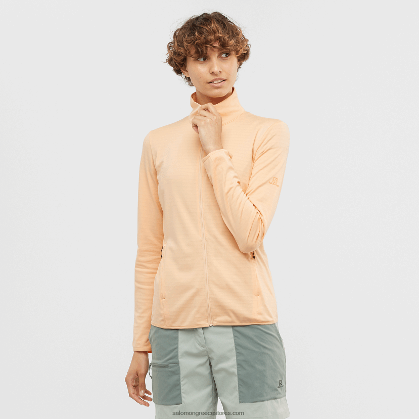 γυναικείο μπουφάν με φερμουάρ στο μεσαίο στρώμα - απαραίτητο ελαφρύ Salomon πάγος βερίκοκο DXFPHB865