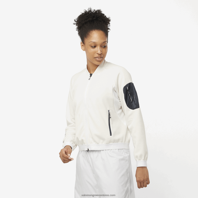 γυναικείο μπουφάν μεσαίο με φερμουάρ - equipe Salomon λευκό/βαθύ μαύρο DXFPHB859