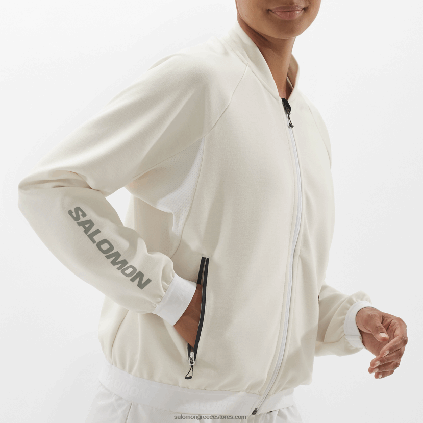 γυναικείο μπουφάν μεσαίο με φερμουάρ - equipe Salomon λευκό/βαθύ μαύρο DXFPHB859