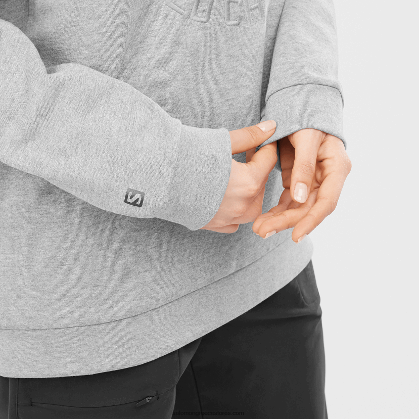 γυναικείο πουλόβερ με λαιμόκοψη - outlife λογότυπο καλοκαιρινό ρείκι Salomon μεσαίο γκρι/ρεκί DXFPHB869